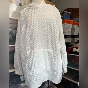 Textured White Hoodie